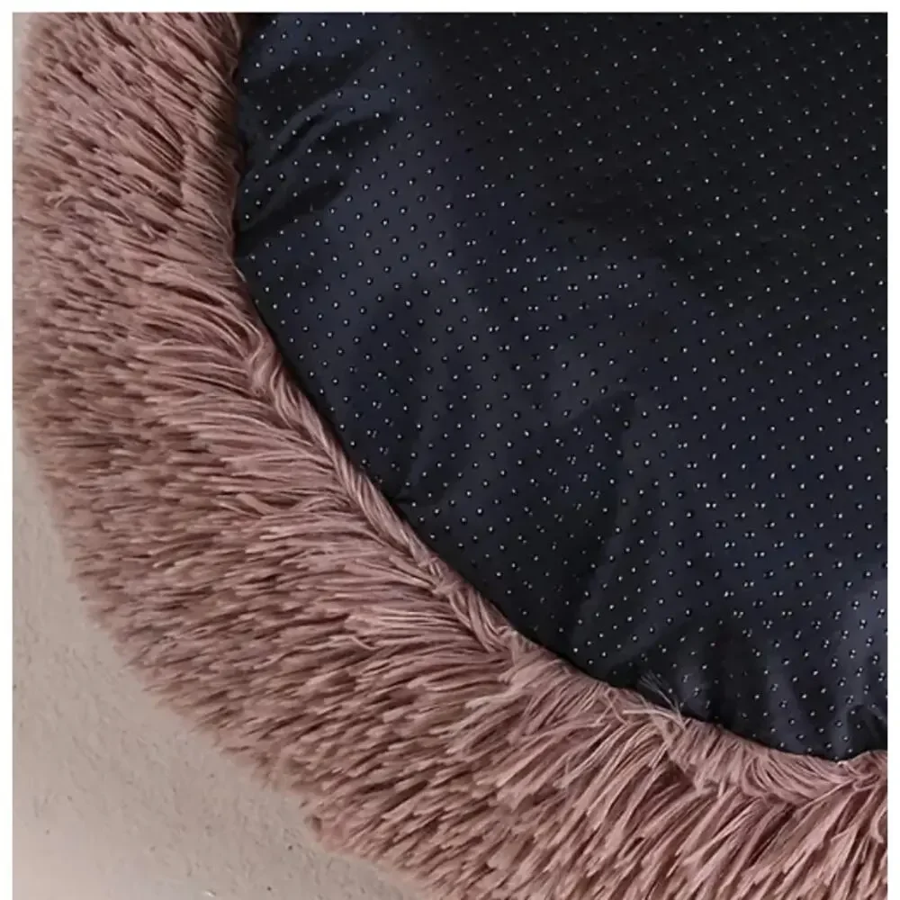 Pet Bed Plush Dog Cat Fluffy Luxury Taupe Medium 19.7